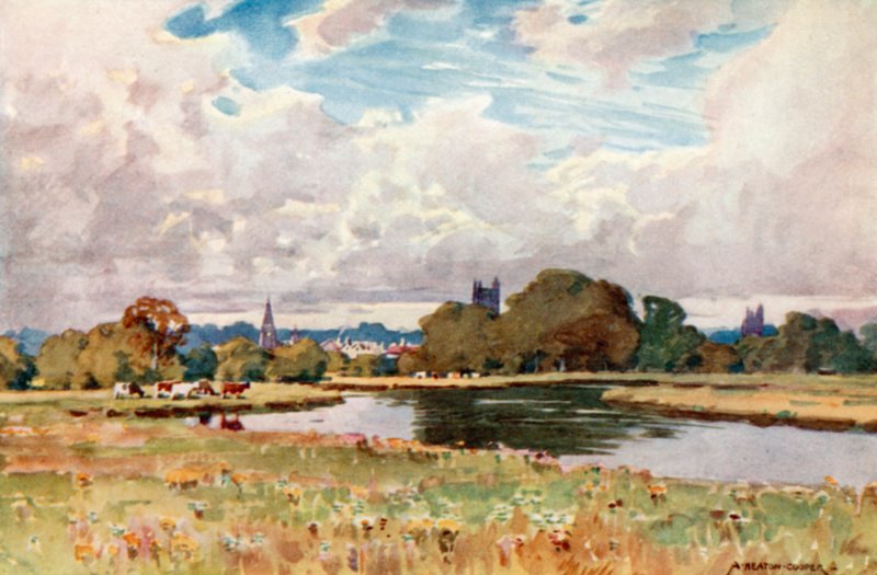 Kościoły Taunton, od rzeki autorstwa Alfred Heaton Cooper