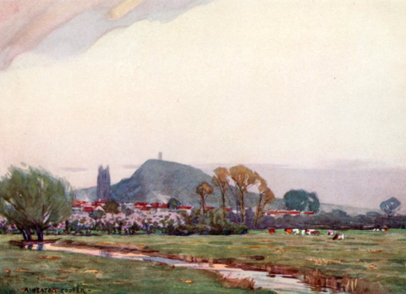 Wyspa Avalon i Glastonbury Tor (kolor lito) autorstwa Alfred Heaton Cooper