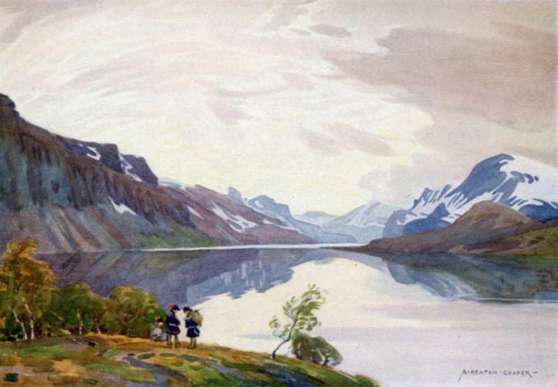 Widok z dworca turystycznego, Saltoluokta, Laponia autorstwa Alfred Heaton Cooper