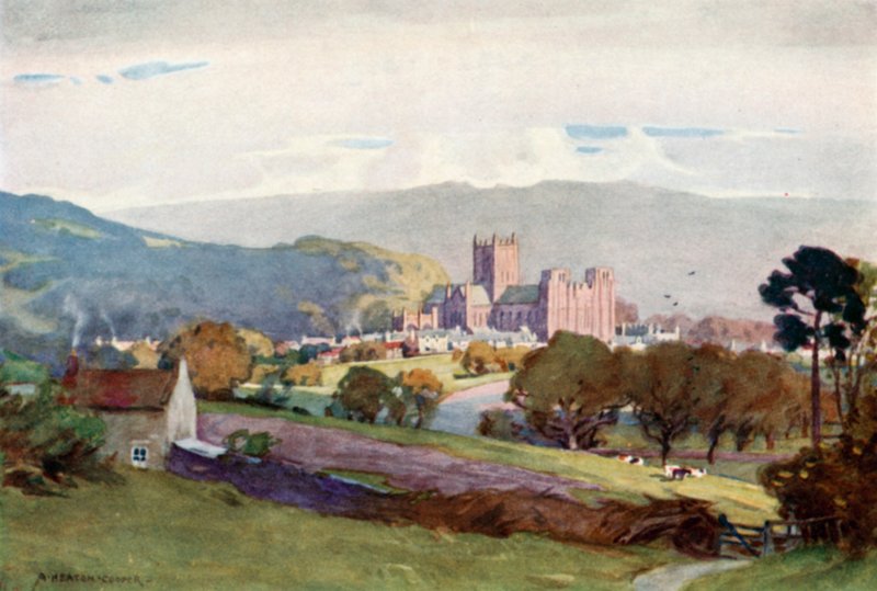 Wells, z Milton Hill (kolor lito) autorstwa Alfred Heaton Cooper