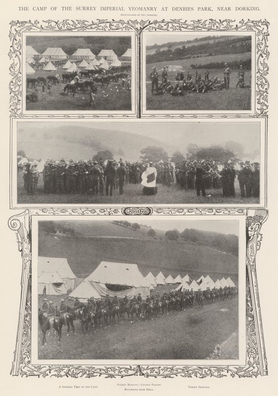 Obóz Surrey Imperial Yeomanry w Denbies Park, niedaleko Dorking autorstwa Alfred Hugh Fisher