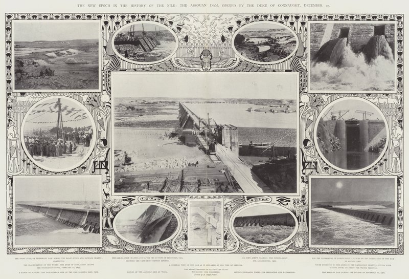Nowa epoka w historii Nilu, zapora Assouan, otwarta przez księcia Connaught 10 grudnia autorstwa Alfred Hugh Fisher