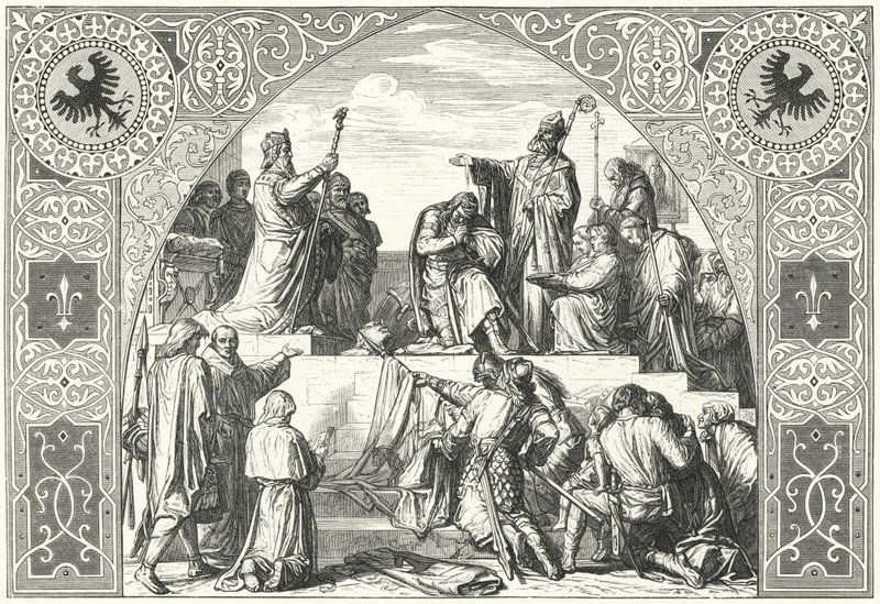 Chrzest wodza saskiego Widukinda, 785 (rycina) autorstwa Alfred Rethel