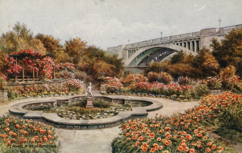 Bridge and Lily Pond, Peasholm, Scarborough autorstwa Alfred Robert Quinton