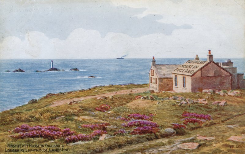 Pierwszy i ostatni dom w Anglii oraz Longships Lighthouse, Lands End autorstwa Alfred Robert Quinton