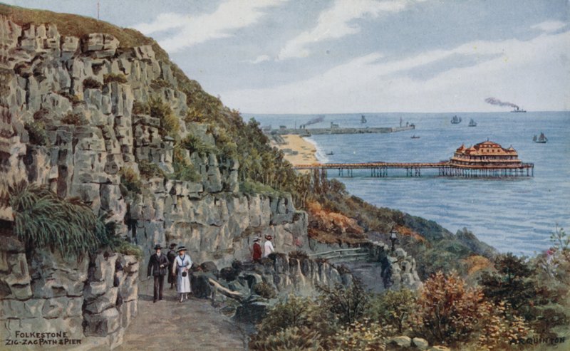 Folkestone, Zig Zag Path i molo autorstwa Alfred Robert Quinton