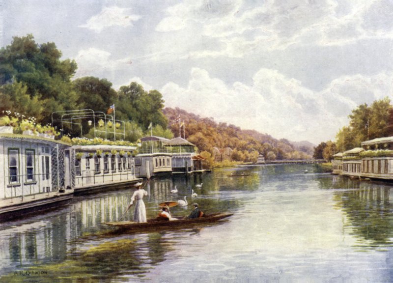 Łodzie mieszkalne na Henley Backwater autorstwa Alfred Robert Quinton