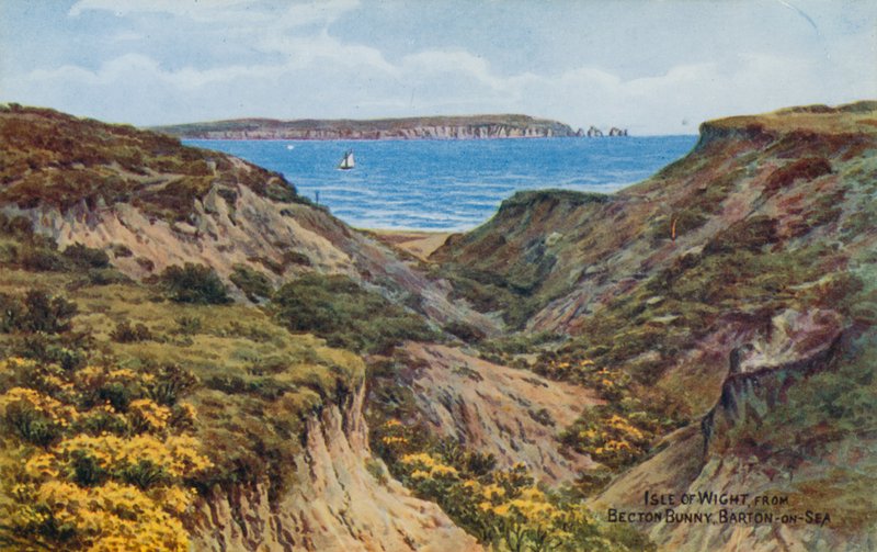 Wyspa Wight, od Becton Bunny, Barton-on-Sea (kolorowa litografia) autorstwa Alfred Robert Quinton