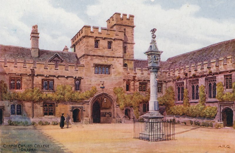 Oxford: Corpus Christi College, Oxford (kolorowa litografia) autorstwa Alfred Robert Quinton