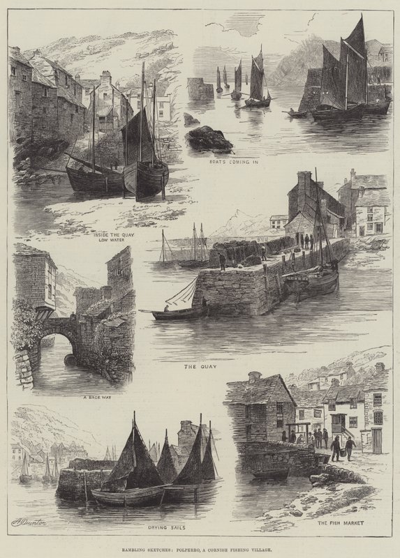Wędrujące szkice, Polperro, kornwalijska wioska rybacka autorstwa Alfred Robert Quinton