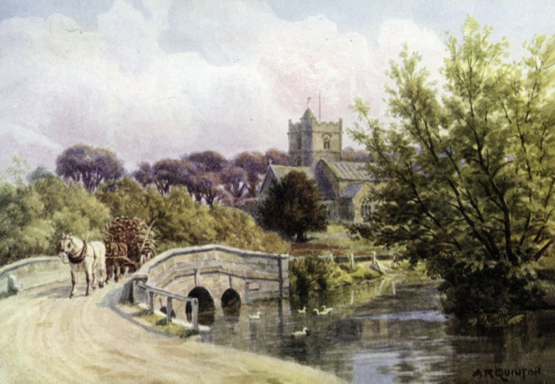 The Bridge, Coombe Bissett, niedaleko Salisbury (kolor lito) autorstwa Alfred Robert Quinton