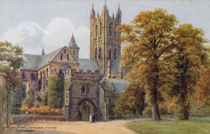 Ciemne wejście i katedra, od NE, Canterbury autorstwa Alfred Robert Quinton