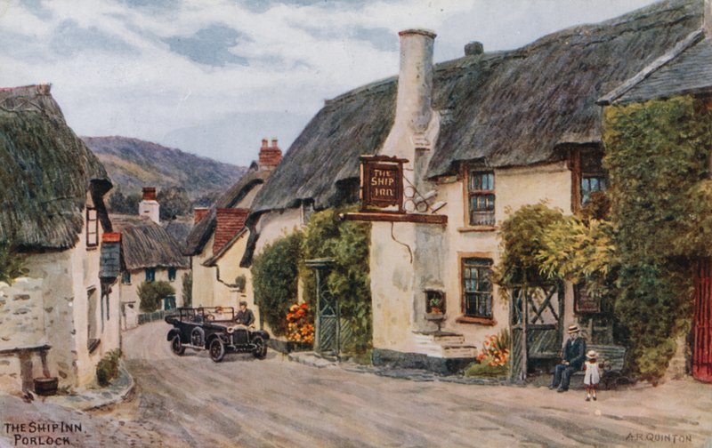 The Ship Inn, Porlock (kolor lito) autorstwa Alfred Robert Quinton