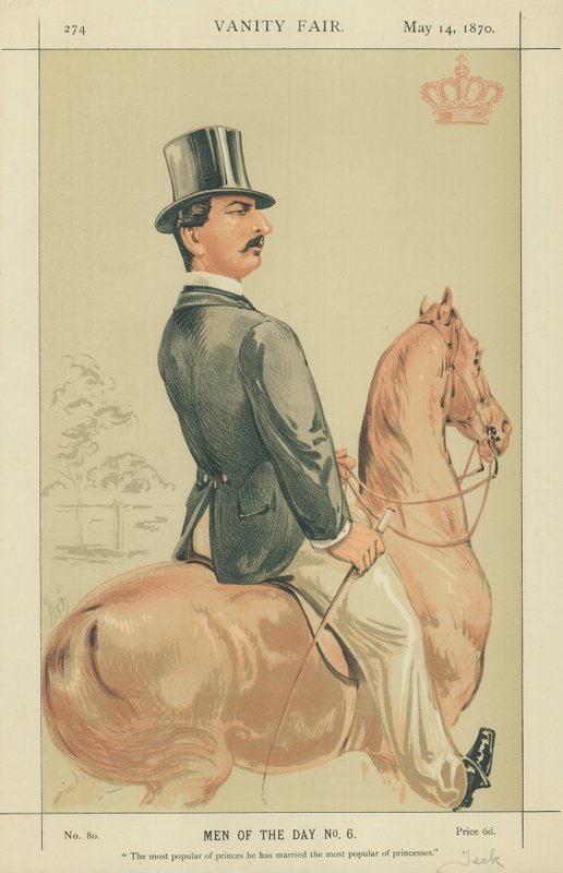 HSH Książę Teck, najpopularniejszy z książąt, z którym poślubił najpopularniejszą księżniczkę, 14 maja 1870, komiks Vanity Fair autorstwa Alfred Thompson