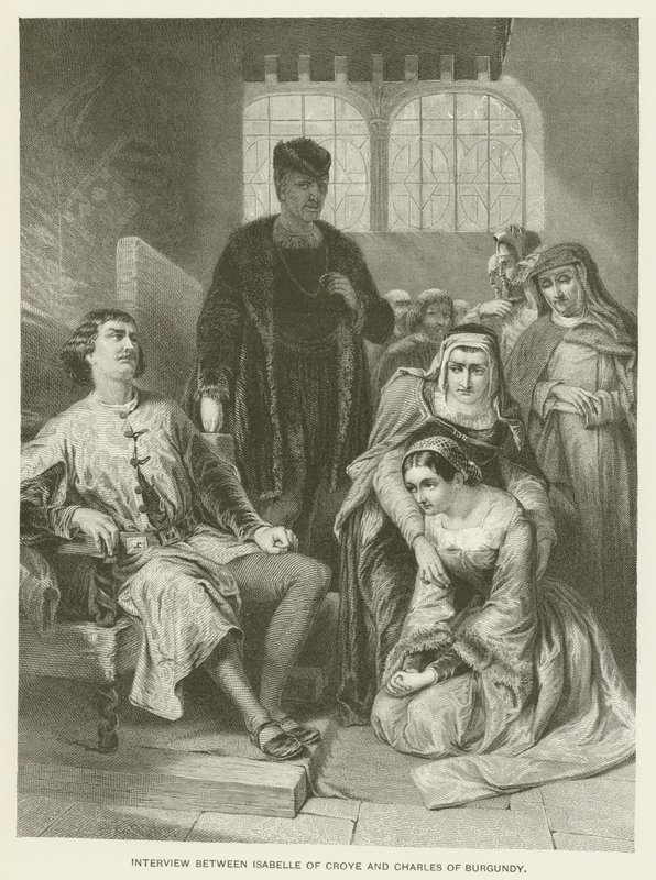 Wywiad między Isabelle of Croye i Karolem Burgundii autorstwa Alfred W. Elmore