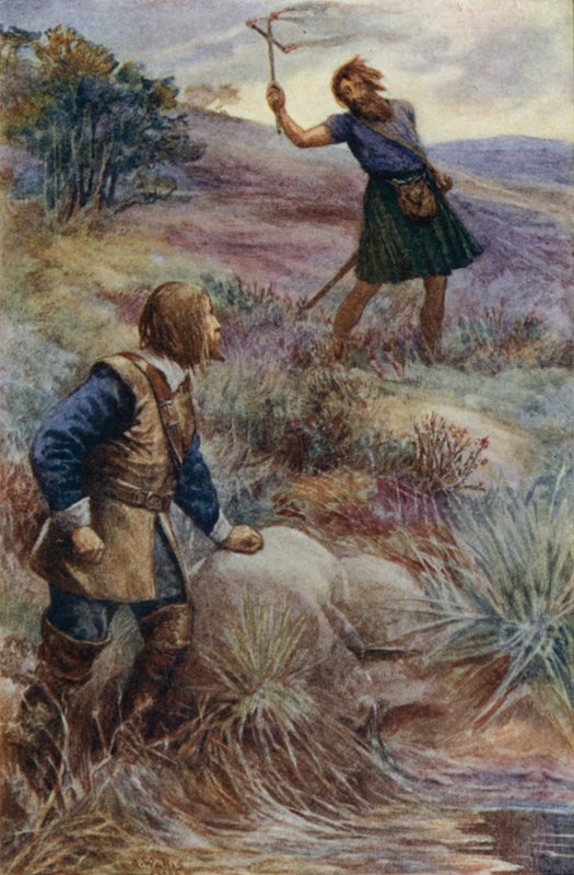 James Graham, markiz Montrose, szkocki dowódca rojalistów, odbiera wiadomość o inwazji wojsk irlandzkich na Szkocję, 1644 autorstwa Alfred Wallis Mills