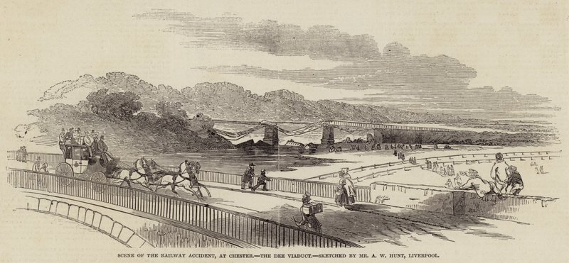 Scena wypadku kolejowego, w Chester, wiadukt Dee autorstwa Alfred William Hunt