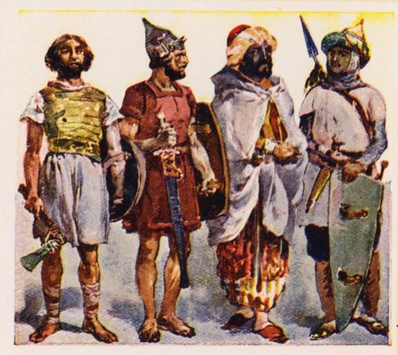 Iberowie, Celtowie i Maurowie (kolorowa litografia) autorstwa Alfredo Roque Gameiro