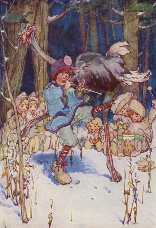 Lekko tańczyła wesoło ze strusiem (litografia kolorowa) autorstwa Alice Bolingbroke (after) Woodward