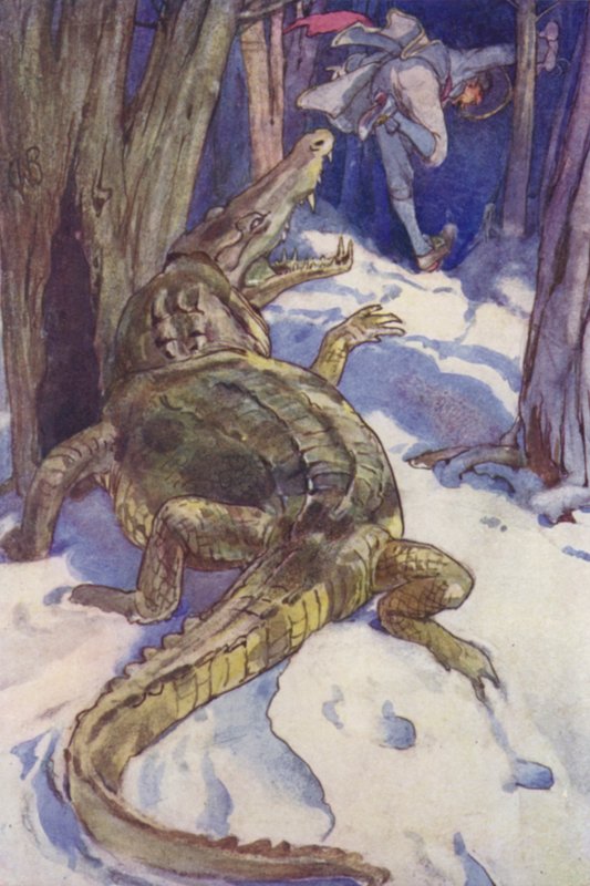 „Krokodyl! Krokodyl!” (litografia kolorowa) autorstwa Alice Bolingbroke (after) Woodward