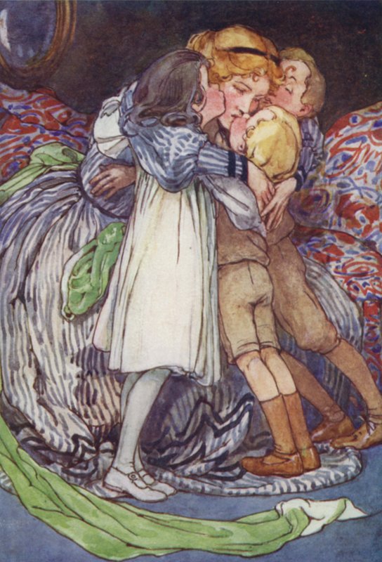 Te kochane Twarze przyciśnięte do jej (kolor litograficzny) autorstwa Alice Bolingbroke (after) Woodward