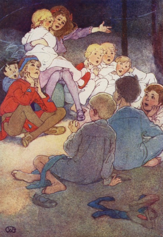 Wendy contou sua história (litho de cor)polonês autorstwa Alice Bolingbroke (after) Woodward
