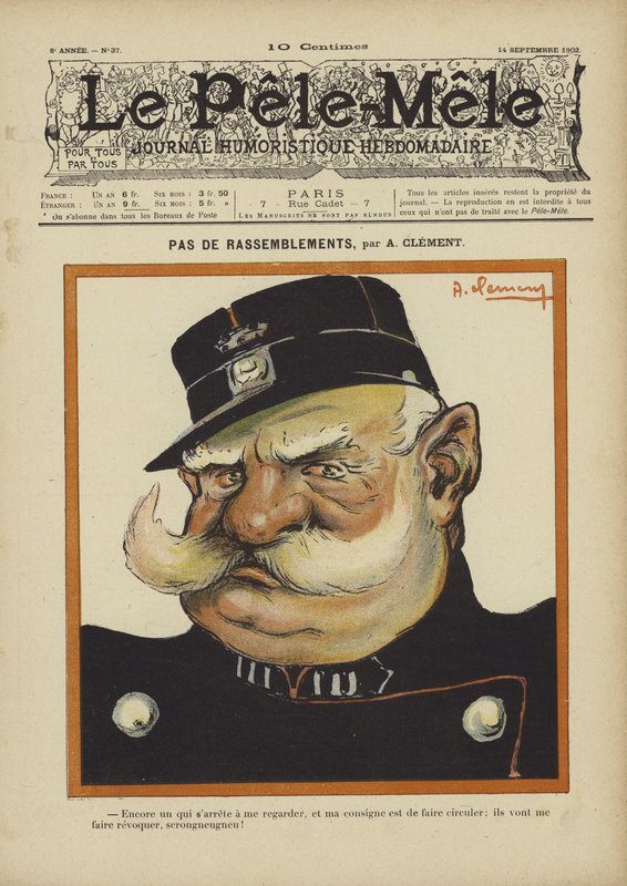 Żadnych zgromadzeń. Ilustracja do Le Pele-Mele, 1902 autorstwa Aline Clement