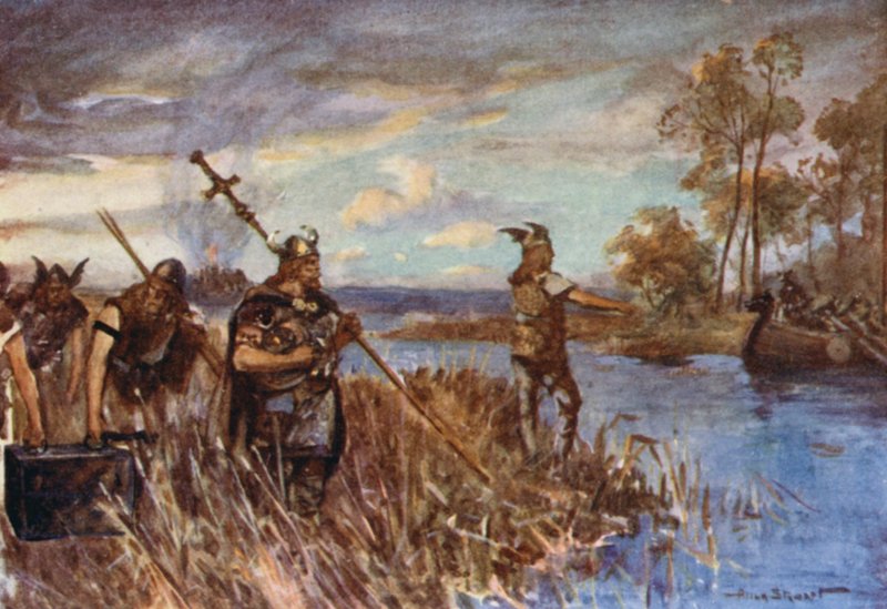 Ely splądrowany i spalony przez Duńczyków (kolor lito) autorstwa Allan (after) Stewart