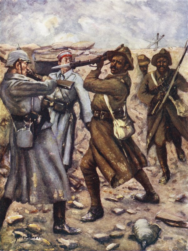 Pierwszy Indianin, który zdobył Krzyż Wiktorii - Naik Darwan Singh Negi, Festubert, Francja, listopad 1914 (kolor lito) autorstwa Allan (after) Stewart