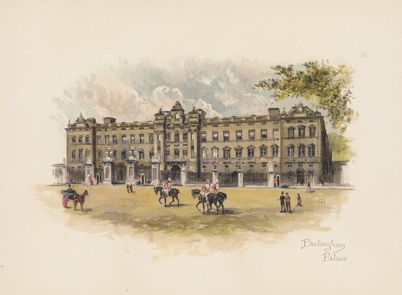 Znany Londyn: Pałac Buckingham (kolorowa litografia) autorstwa Allan F. Barraud