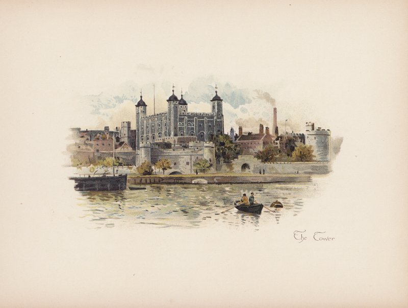 Znany Londyn: Tower (kolorowa litografia) autorstwa Allan F. Barraud