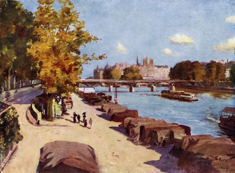 Paryż: Sekwana i Ile de la Cite z Pont du Carrousel (kolor lito) autorstwa Allan Stewart