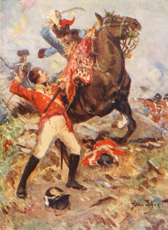 Saving the Colours at Albuera (kolorowa litografia) autorstwa Allan Stewart