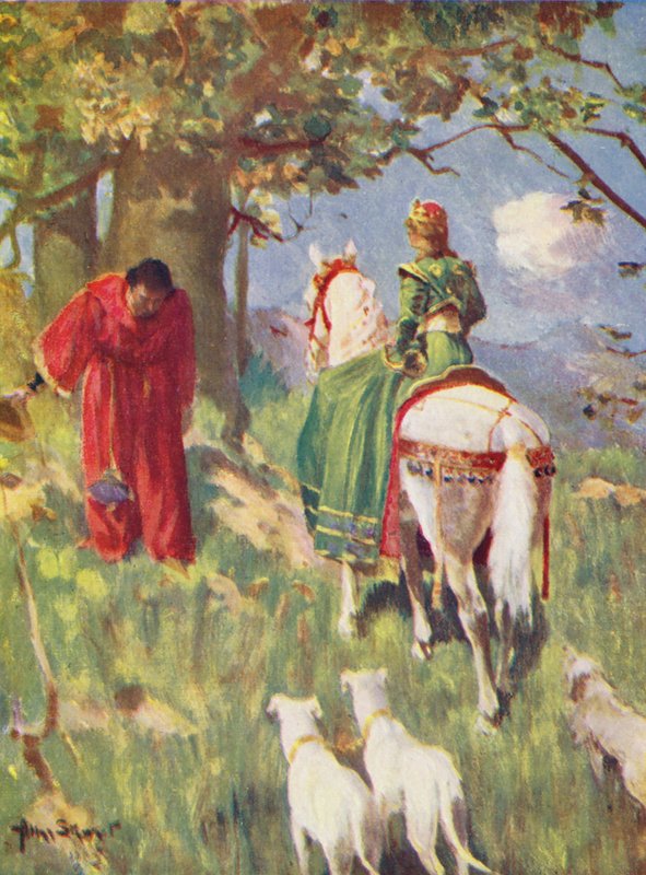 Thomas the Rhymer (kolorowa litografia) autorstwa Allan Stewart