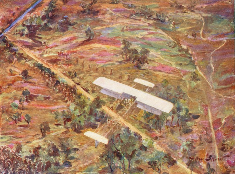 WW1: Rozpoznanie z powietrza (kolorowa litografia) autorstwa Allan Stewart