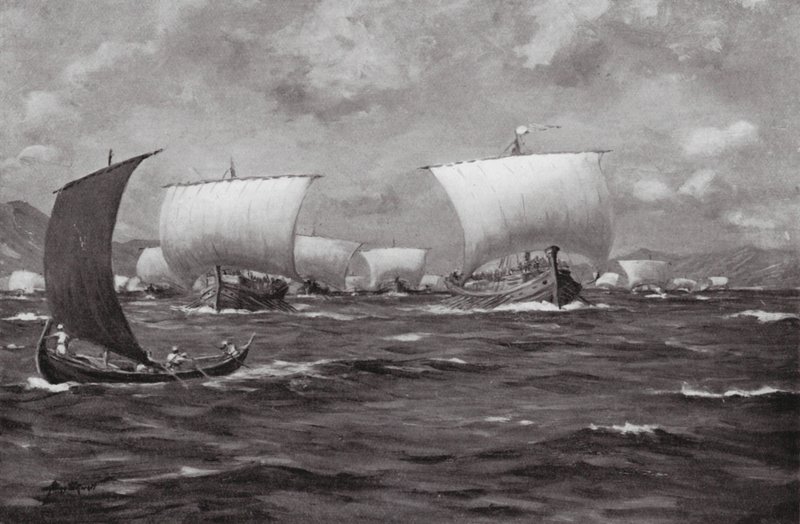 Biczowanie Hellespontu przez Kserksesa (litografia) autorstwa Allan Stewart