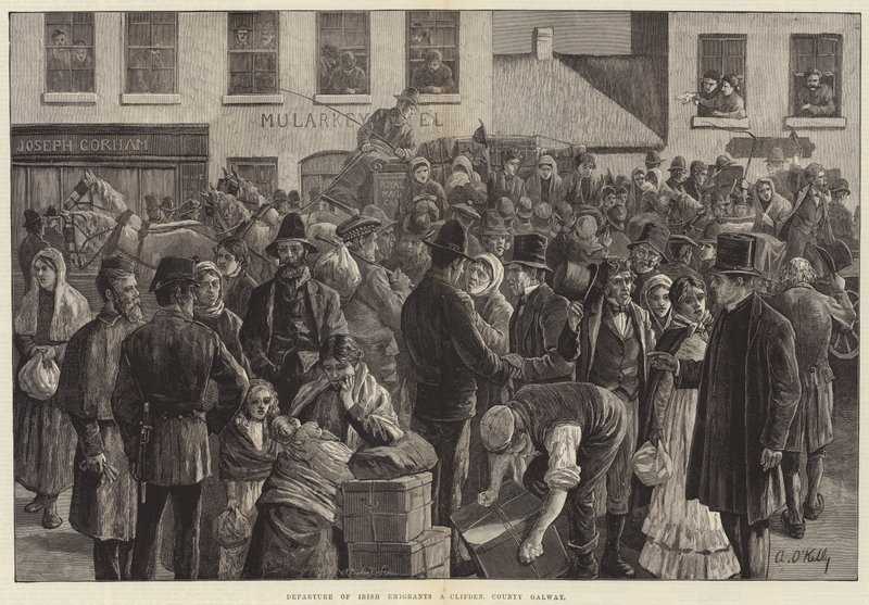 Wyjazd irlandzkich emigrantów w Clifden, hrabstwo Galway autorstwa Aloysius O