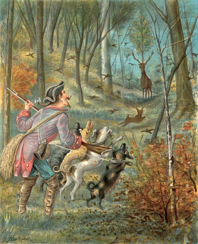 Przygody Barona Munchausena (chromolitho) autorstwa Alphonse Adolphe Bichard
