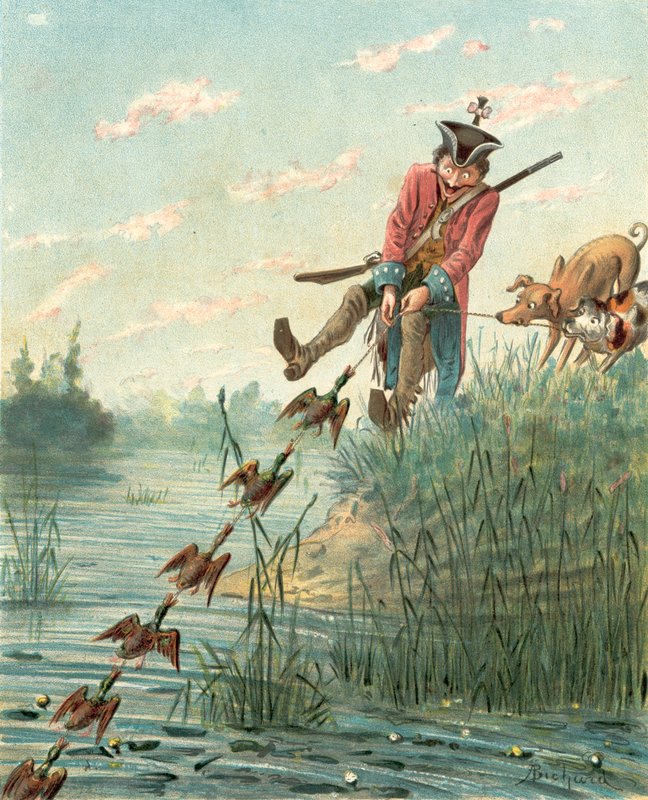 Przygody Barona Munchausena (chromolitho) autorstwa Alphonse Adolphe Bichard
