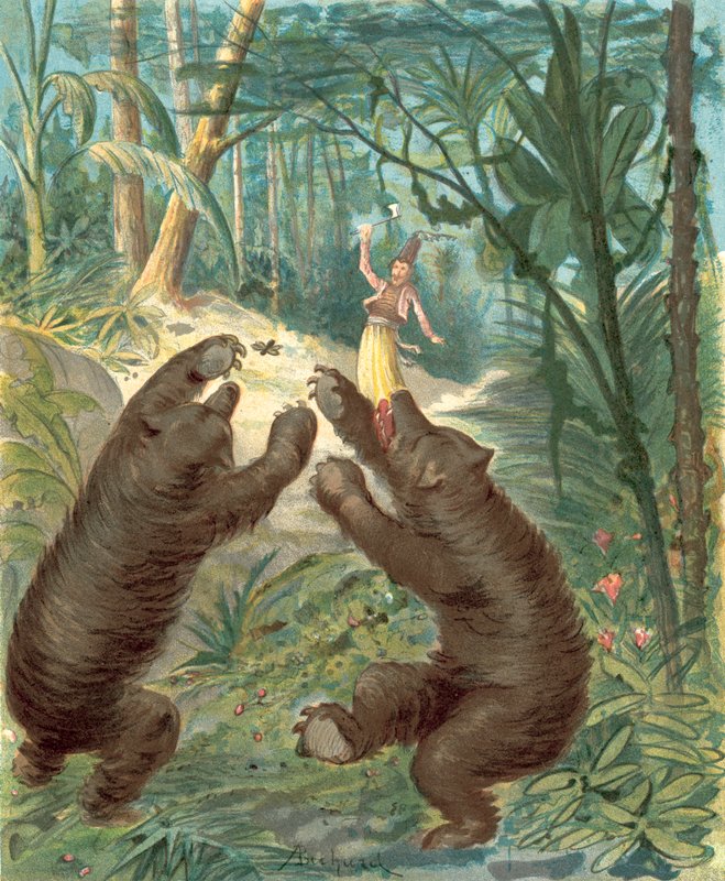Przygody Barona Munchausena (chromolitho) autorstwa Alphonse Adolphe Bichard