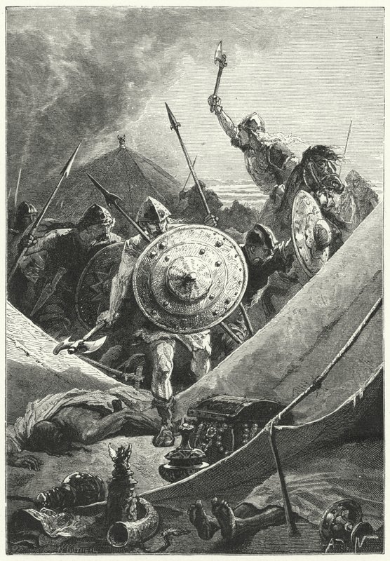 Atak na obóz Maurów (rycina) autorstwa Alphonse Marie de (after) Neuville