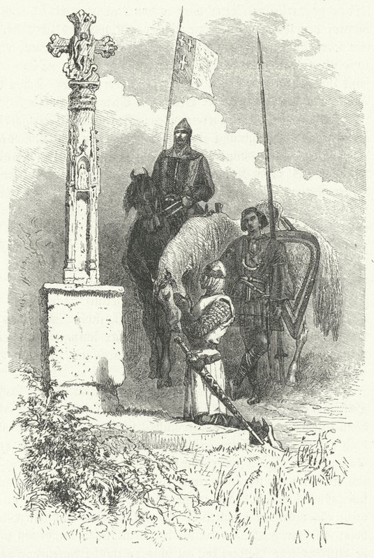 Ferdynand I Leon modlący się przed krzyżem autorstwa Alphonse Marie de (after) Neuville