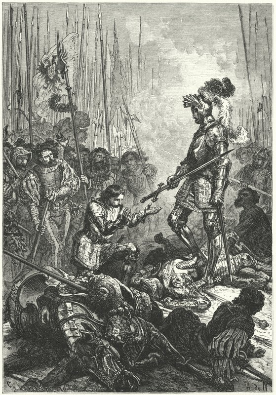 Franciszek I z Francji wzięty do niewoli w bitwie pod Pawią autorstwa Alphonse Marie de (after) Neuville