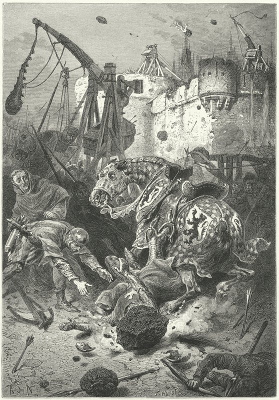Śmierć Simona de Montfort podczas oblężenia Tuluzy autorstwa Alphonse Marie de (after) Neuville