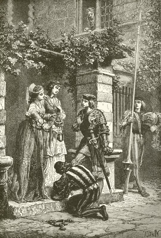 Bayard przyjmuje damy z Brescii. autorstwa Alphonse Marie de Neuville