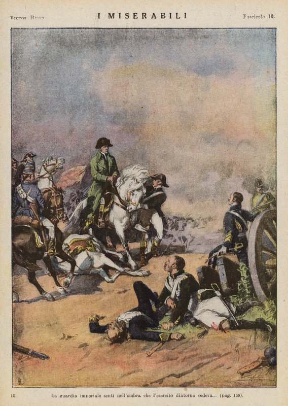 Ilustracja do "Les Miserables" Victora Hugo (kolorowa litografia) autorstwa Ambrogio Lombardi