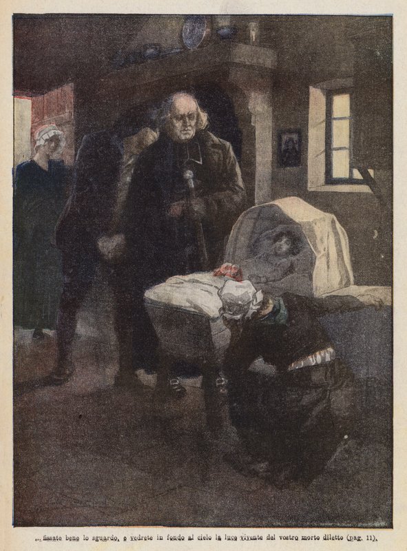 Ilustracja do "Les Miserables" Victora Hugo (kolorowa litografia) autorstwa Ambrogio Lombardi