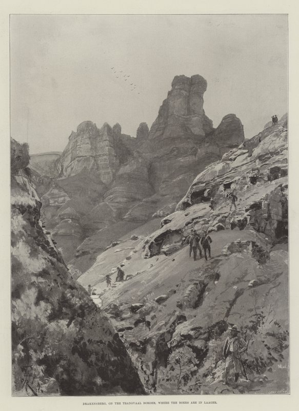Drakensberg, na granicy z Transwalem, gdzie Boers są w Laager autorstwa Amedee Forestier
