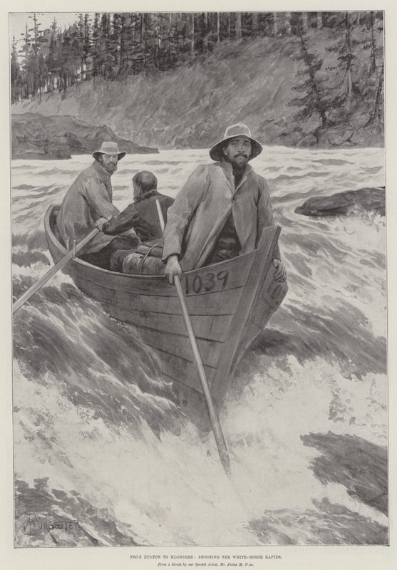 Od Euston do Klondike, strzelając do White-Horse Rapids autorstwa Amedee Forestier