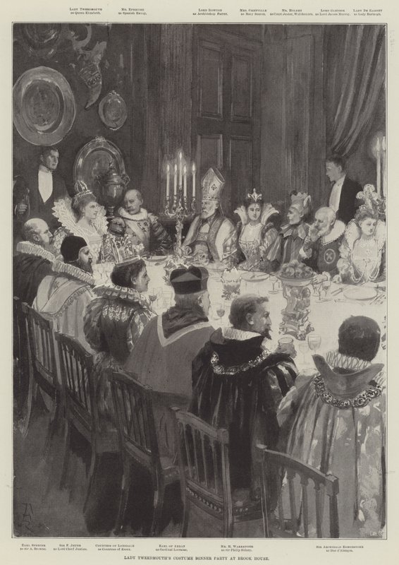 Przyjęcie kostiumowe Lady Tweedmouth w Brook House autorstwa Amedee Forestier